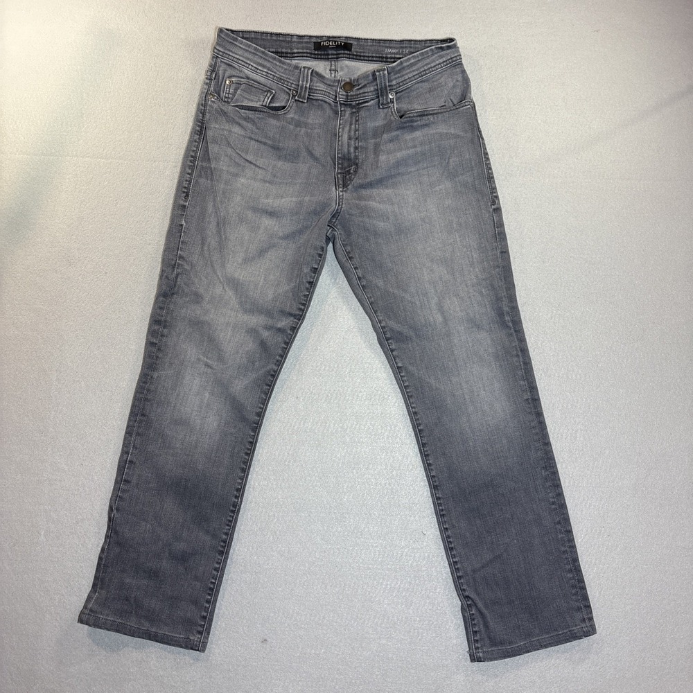 Fidelity Jeans Mens 34 Charcoal Jimmy Straight Stretch‎ Preppy Denim Inseam 29"